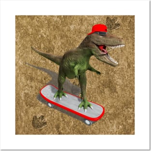 Skateboarding T-Rex Posters and Art